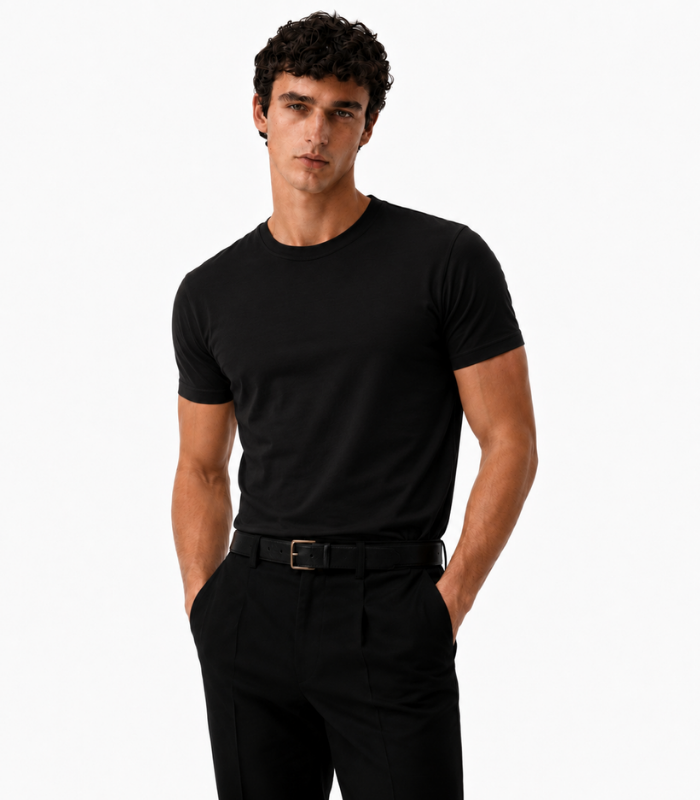 15 Matteo Basic Siyah Slim Fit T-Shirt - Görsel 1