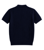 Matteo Navy Blue Örgülü Polo Yaka Triko - Görsel 5
